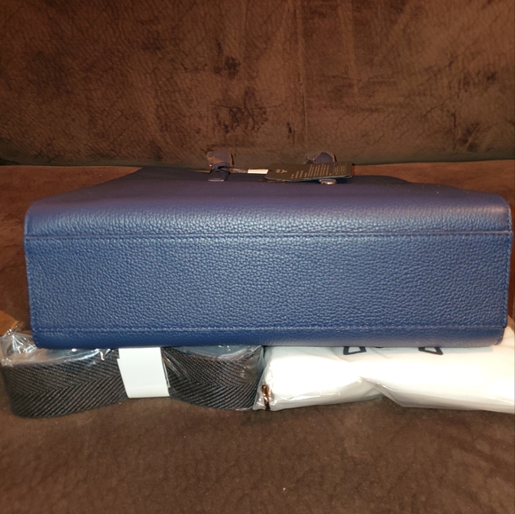 MCM Navy/Black Leather Messenger Tote Bag with Camo/Floral Print - Picture 16 of 17